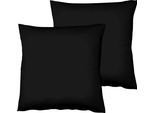 Kissenbezüge FLEURESSE "Colours", schwarz, B:80cm L:80cm, Interlock-Jersey, Obermaterial: 100% Baumwolle, Kissenbezüge, Kissenbezüge, edler, bügelfreier Interlock-Jersey aus 100% Baumwolle