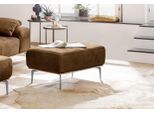 Polsterhocker W.SCHILLIG "run", braun (chocolate s37), B:75cm H:46cm T:60cm, Stoff S37 (100% Polyester);ROHLEDER Chenille-Flachgewebe Q2 W77 (68% Polyacryl, 32% Polyester);Stoff S37 (100% Polyester), Hocker, Polsterhocker, mit elegantem Holzsockel, Füße in Silber matt, Breite 75 cm