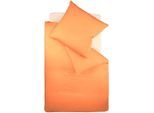Bettwäsche FLEURESSE "Colours in 135x200, 155x220 oder 200x200 cm", orange (terrakotta), B/L: 155cm x 200cm, 1 Stk., 1 Stk., Mako-Satin, B/L: 80cm x 80cm, 2 Stk., Mako-Satin, Obermaterial: 100% Baumwolle, Bettwäsche, Bettwäsche, Bettwäsche aus 100% Baumwolle, uni, mit Reißverschluss