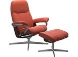 Relaxsessel STRESSLESS "Consul", braun (henna), B:91cm H:102cm T:79cm, Sessel, Relaxsessel, mit Cross Base, Größe S, M & L, Holzakzent Braun
