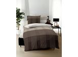 Bettwäsche KAEPPEL "Zones", braun (kaffee), B/L: 135cm x 200cm, Feinbiber, B/L: 80cm x 80cm, 2 Stk., Feinbiber, Obermaterial: 100% Baumwolle, Bettwäsche, Bettwäsche