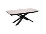 Novel Esstisch, Schwarz, Beige, Metall, Glas, Keramik, rechteckig, eckig, 100x76x190-290 cm, ausziehbar, Esszimmer, Tische, Esstische, Glastische