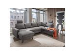 Livetastic , Dunkelgrau , Textil , Buche , Uni , U-Form , 305x200 cm , Made in EU , Rücken echt , Wohnzimmer, Sofas & Couches, Wohnlandschaften, Wohnlandschaften U-Form
