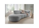 Livetastic , Silberfarben , Textil , Uni , Ottomane links, organische Form, L-Form , 238x107 cm , Made in EU , Rücken echt, Armteil rechts ,