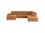 Mid.you , Cognac , Textil , U-Form , 328x215 cm , Typenauswahl, Bettkasten erhältlich, Stoffauswahl, Liegefunktion, seitenverkehrt erhältlich, Bettfunktion erhältlich, Rücken echt, Armteil links ,