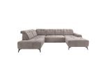 Livetastic , Taupe , Textil , Uni , Ottomane links, U-Form , 337x200 cm , Made in EU , Typenauswahl, Stoffauswahl, seitenverkehrt erhältlich, Rücken echt, elektrischer Sitzvorzug , Wohnzimmer, Sofas & Couches, Wohnlandschaften, Wohnlandschaften U-Form