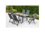 Gardenson , Braun, Graphitfarben , Glas , rechteckig , 90x75x140-200 cm , ausziehbar , Gartenmöbel, Gartentische, Gartentische ausziehbar