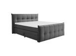Mid.you , Anthrazit , Textil, Holzwerkstoff , H2 , 7-Zonen , 180x200 cm , Bettkasten, gepolstertes Kopfteil, Federkernmatratze, Topper durchgehend, Matratze geteilt ,