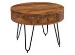 Mid.you , Sheeshamfarben , Holz , Sheesham , massiv , 2 Schublade(n) Schubladen , rund , 60x44.5x60 cm ,