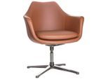 Mid.you , Braun , Metall , 67x85x63 cm , automatische Rückholfunktion , Esszimmer, Esszimmerstühle, Lederstühle Esszimmer, Lederlook Stühle
