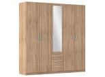 Rauch Möbel , Eichefarben , Holzwerkstoff , 5 Fächer , 2 Schublade(n) Schubladen , 226x229x54 cm , Blauer Engel, RAL Testat, Goldenes M, BQ - Bündnis für Qualität, Made in Germany , in verschiedenen Größen erhältlich, Schrankfront mit Spiegel , Schlafzimmer, Kleiderschränke, Drehtürenschränke