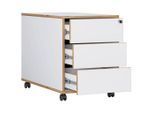 Mid.you , Weiß, Honigeiche , Holzwerkstoff , 3 Schublade(n) Schubladen , 42x50x45 cm , griffloses Öffnen , Büromöbel, Rollcontainer