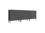 Mid.you , Anthrazit , Holzwerkstoff , 3 Fächer , 8 Schublade(n) Schubladen , 237x86x33 cm , erweiterbar, stehend , Kleinmöbel, Kommoden, Sideboards