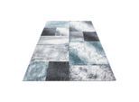 Ayyildiz , Blau , Textil , Karo , rechteckig , 200x290 cm , Oeko-Tex® Standard 100 , für Fußbodenheizung geeignet, schmutzabweisend, für Hausstauballergiker geeignet, lichtunempfindlich, antistatisch, pflegeleicht, strapazierfähig, leicht zusammenrollbar , Teppiche & Böden, Teppiche, Webteppiche