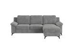 Cotta , Grau , Textil , Ottomane rechts, L-Form , 245x156 cm , Made in EU , Stoffauswahl, Rücken echt, Armteil links ,