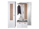 Livetastic , Schwarz, Weiß, Eiche Artisan , Glas, Holzwerkstoff , 187x201x40 cm , Garderobe, Garderoben-Set