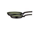 GSW , Schwarz, Hellgrün , Metall , 1,5 / 2,1 l , rund , ISO 9001 , hitzebeständige Griffe, rostfrei, antihaftbeschichtet, geschmacksneutral, ergonomischer Griff, energiesparend, Thermoboden, wärmeisolierter Griff , Kochen & Essen, Pfannen, Pfannensets