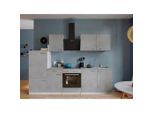Respekta , Grau, Weiß , Holzwerkstoff , Betonoptik , 1 Schublade(n),1 Schublade(n) Schubladen , seitenverkehrt montierbar, nur wie online abgebildet bestellbar , E , 270 cm , links aufbaubar, rechts aufbaubar , Küche, Küchenblöcke, Küchenzeilen