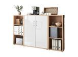 Mid.you , Sonoma Eiche, Weiß Hochglanz , Holzwerkstoff , 6 Fächer , 173x114x33 cm , Made in Germany , erweiterbar, abschließbar , Büromöbel, Aktenschränke & Aktenregale, Aktenschränke