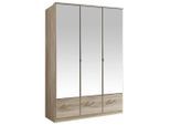 Mid.you , Eichefarben , Glas, Holzwerkstoff , 3 Fächer , 3 Schublade(n) Schubladen , 135x199x58 cm , BQ - Bündnis für Qualität, Made in Germany, DIN EN ISO 9001 , Beimöbel erhältlich, in verschiedenen Größen erhältlich, Schrankfront mit Spiegel ,