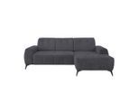 Livetastic , Anthrazit , Textil , Uni , L-Form , 258x180 cm , Made in EU , Typenauswahl, Stoffauswahl, seitenverkehrt erhältlich, Rücken echt, Armteil links, Armteil rechts, USB-Anschluss, USB-C-Anschluss ,