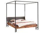 Hasena , Anthrazit, Braun, Akaziefarben , Textil , Akazie , massiv , 140x200 cm , gepolstertes Kopfteil, in verschiedenen Größen erhältlich , Schlafzimmer, Betten, Holzbetten, Holzbetten