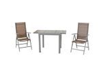 Gardenson , Silberfarben, Taupe , Metall, Kunststoff , Uni , Tisch ausziehbar, Stuhl klappbar, Rückenlehne mehrfach verstellbar , Gartenmöbel, Gartenmöbel-Sets, Gartengarnituren