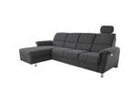 Livetastic , Schwarz , Textil , Uni , L-Form , 292x165 cm , Made in EU , Herz-Waage-Funktion, USB-C-Anschluss, Rücken echt, seitenverkehrt erhältlich ,