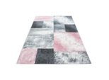 Ayyildiz , Pink , Textil , Karo , rechteckig , 120x170 cm , Oeko-Tex® Standard 100 , für Fußbodenheizung geeignet, schmutzabweisend, für Hausstauballergiker geeignet, lichtunempfindlich, antistatisch, pflegeleicht, strapazierfähig, leicht zusammenrollbar , Teppiche & Böden, Teppiche, Webteppiche
