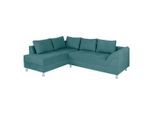 P & B , Türkis , Textil, Holzwerkstoff , Füllung: Schaumstoffflocken , L-Form, einmalig seitenverkehrt montierbar , 267x200 cm , Rücken echt , Wohnzimmer, Sofas & Couches, Wohnlandschaften, Ecksofas