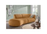 Livetastic , Goldfarben , Textil , Uni , Ottomane links, organische Form, L-Form , 238x107 cm , Made in EU , Rücken echt, Armteil rechts , Wohnzimmer, Sofas & Couches, Wohnlandschaften, Ecksofas
