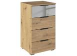 Rauch Möbel , Eiche Artisan , Glas, Holzwerkstoff , 4 Schublade(n) Schubladen , 40x81x42 cm , Blauer Engel, Goldenes M, Made in Germany ,