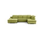 Livetastic , Grün , Textil , U-Form , 353x212 cm , Made in EU , Hocker erhältlich, Rücken echt, Armteil links ,