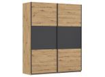 Rauch Möbel , Grau, Alufarben, Eiche Artisan , Holzwerkstoff , 2 Fächer , 175x210x59 cm , Blauer Engel, Goldenes M, Made in Germany , in verschiedenen Größen erhältlich , Schlafzimmer, Kleiderschränke, Schwebetürenschränke