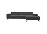 Mid.you , Braun, Schwarz , Textil , Uni , Ottomane rechts, L-Form , 292x175 cm , Made in EU, FSC MIX , Rücken echt , Wohnzimmer, Sofas & Couches, Wohnlandschaften, Ecksofas