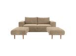 Looks by W.Joop , Braun, Beige , Textil , Eiche , 192x96x107 cm , Made in EU , Rücken echt , Wohnzimmer, Sofas & Couches, Sofas, 2er Sofas