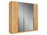 Rauch Möbel , Eiche Artisan , Holzwerkstoff , 3 Fächer , 226x210x54 cm , Blauer Engel, Goldenes M, Made in Germany , Schrankfront mit Spiegel ,