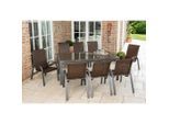 Gardenson , Braun, Graphitfarben , Metall, Kunststoff , Uni , Tisch ausziehbar, Stühle stapelbar, Tisch mit Glasplatte , Gartenmöbel, Gartenmöbel-Sets, Gartengarnituren