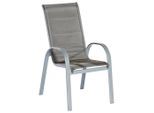 Gardenson , Braun, Silberfarben , Metall, Textil , 56.5x104x77 cm , stapelbar , Gartenmöbel, Gartensessel, Gartensessel stapelbar