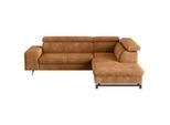 Mid.you , Cognac , Textil , Ottomane rechts, L-Form , 262x215 cm , Stoffauswahl, seitenverkehrt erhältlich, Schlafen auf Sitzhöhe, Rücken echt, Armteil links , Wohnzimmer, Sofas & Couches, Schlafsofas, Ecksofas mit Schlaffunktion