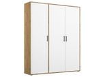 Rauch Möbel , Weiß, Eiche Artisan , Holzwerkstoff , 4 Fächer , 140x194x53 cm , Blauer Engel, BQ - Bündnis für Qualität, Made in Germany , Schlafzimmer, Kleiderschränke, Drehtürenschränke