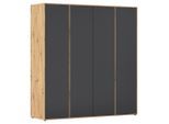 Rauch Möbel , Grau, Eiche Artisan , Holzwerkstoff , 7 Fächer , 187x194x53 cm , Blauer Engel, Goldenes M, Made in Germany , Schlafzimmer, Kleiderschränke, Drehtürenschränke