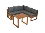 Gardenson , Grau, Naturfarben , Holz , Akazie , massiv , 182x166x62.5 cm , Gartenmöbel, Loungemöbel, Loungegarnituren