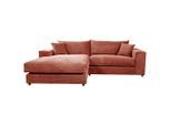 Livetastic , Terracotta , Textil , Füllung: Polyurethan (PUR),Polyurethan (Pur) , Ottomane links, L-Form , 265x180 cm , Made in EU , Wohnzimmer, Sofas & Couches, Wohnlandschaften, Ecksofas
