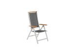 Gardenson , Grau, Naturfarben, Silberfarben , Holz, Metall, Textil , Akazie , Hartholz , 58x117x64 cm , FSC 100% , klappbar , Gartenmöbel, Gartensessel, Gartenstühle
