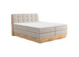 Möbelix , Creme , Textil , Eiche , massiv , H2 + H4 , 7-Zonen , 200x200 cm , FSC , Bettkasten, Matratze, gepolstertes Kopfteil, Topper durchgehend, Wendematratze mit unterschiedlichen Härtegraden , Schlafzimmer, Betten, Familienbetten
