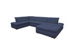 Mid.you , Dunkelblau , Textil , Uni , U-Form , 353x216 cm , Made in EU, FSC MIX , Hocker erhältlich, Rücken echt , Wohnzimmer, Sofas & Couches, Wohnlandschaften, Wohnlandschaften U-Form