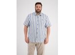 Kurzarmhemd LERROS "Gestreiftes Kurzarmhemd in grossen Größen", Herren, Gr. 3XL, extraweit, true blau, 76% Baumwolle, 24% Polyester, Hemden