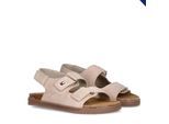 Sandale TOMMY HILFIGER, Mädchen, Gr. 31, beige, Leder, Schuhe Sandale, Barfußschuh, Sommerschuh mit drei regulierbaren Klettverschlüssen