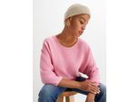 Strickpullover BONPRIX, Damen, Gr. 44/46 (L), rosa, Strick, Obermaterial: 50% Viskose, 26% Polyamid, 24% Polyester, Strukturmuster, unifarben, lässig geschnitten Po-bedeckend, Rundhals, Fledermausärmel Strickkante, Pullover Strickpullover, aus Viskose, mit Rippstruktur, halber Fledermausarm
